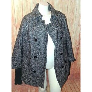 Calvin Klein Black Heather Long Sleeve Button Up Coat Sz 10